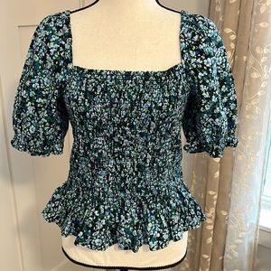 JCrew Factory Puff Sleeve Smocked Top NWT